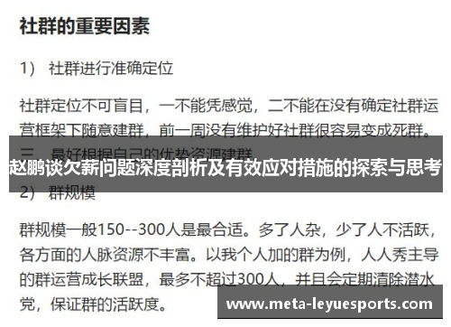 赵鹏谈欠薪问题深度剖析及有效应对措施的探索与思考 赵鹏谈欠薪问题深度剖析及有效应对措施的探索与思考
